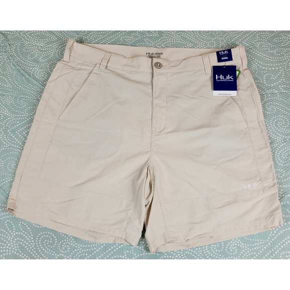 Huk Other - Huk Rogue 18 Performance Fishing Shorts Mens XXXL Bone Beige Nylon H2000083 NWT